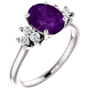 14kt White Gold 1.7 ct Oval Amethyst and 1/4 ct Diamond Ring