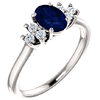 14kt White Gold 1.1 ct Oval Sapphire and 1/5 ct Diamond Ring