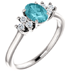 14kt White Gold 1.25 ct Oval Blue Zircon and 1/5 ct Diamond Ring