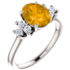 14kt White Gold 1.7 ct Oval Citrine and 1/4 ct Diamond Ring