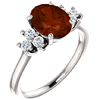 14kt White Gold 2.2 ct Oval Garnet and 1/4 ct Diamond Ring