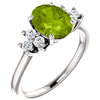 14kt White Gold 2 ct Oval Peridot and 1/4 ct Diamond Ring