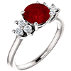14kt White Gold 1.85 ct Chatham Created Ruby and 1/8 ct Diamond Ring