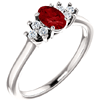 14kt White Gold 3/5 ct Oval Ruby and 1/8 ct Diamond Ring