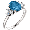 14kt White Gold 2.4 ct Oval Swiss Blue Topaz and 1/4 ct Diamond Ring