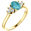 14kt Yellow Gold 1.25 ct Oval Blue Zircon and 1/5 ct Diamond Ring