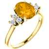 14kt Yellow Gold 1.7 ct Oval Citrine and 1/4 ct Diamond Ring