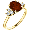 14kt Yellow Gold 2.2 ct Oval Garnet and 1/4 ct Diamond Ring