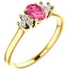 14kt Yellow Gold 1/2 ct Pink Tourmaline and 1/8 ct Diamond Ring