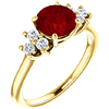 14kt Yellow Gold 1.85 ct Chatham Created Ruby and 1/8 ct Diamond Ring