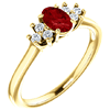 14kt Yellow Gold 3/5 ct Oval Ruby and 1/8 ct Diamond Ring