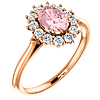 14k Rose Gold 3/4 ct Oval Morganite Ring with 1/3 ct Diamonds