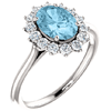 14k White Gold Halo Style 1.15 ct Aquamarine Ring with 3/8 ct Diamonds