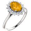 14kt White Gold Halo Style 1.2 ct Citrine Ring with 3/8 ct Diamonds