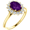 14kt Yellow Gold Halo Style 1.2 ct Amethyst Ring with 3/8 ct Diamonds