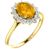 14kt Yellow Gold Halo Style 1.2 ct Citrine Ring with 3/8 ct Diamonds