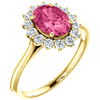 14kt Yellow Gold 1.35 ct Pink Tourmaline Halo Diamond Ring