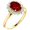 14kt Yellow Gold Halo 1 3/4 ct Created Ruby Ring with Diamonds