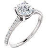 14kt White Gold 1 ct Forever One Moissanite and 1/5 ct Diamond Ring