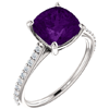 14kt White Gold 2 ct Antique Square Amethyst Ring With Diamonds