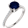 14kt White Gold 1.5 ct Created Sapphire and 1/5 ct Diamond Ring