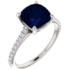 14kt White Gold 3.3 ct Created Blue Sapphire Ring With Diamonds