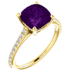 14k Yellow Gold 2 ct Antique Square Amethyst Engagement Ring With Diamonds