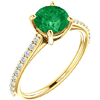 14kt Yellow Gold 1 ct Created Emerald and 1/5 ct Diamond Ring