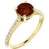14k Yellow Gold 1.35 ct Round Garnet and 1/5 ct Diamond Engagement Ring