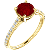 14kt Yellow Gold 1.5 ct Created Ruby and 1/5 ct Diamond Ring