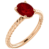 14kt Rose Gold 1 3/4 ct Oval Chatham Created Ruby Rope Ring