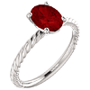 14kt White Gold 1 3/4 ct Oval Chatham Created Ruby Rope Ring