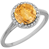 14kt White Gold 1.75 ct Citrine Halo Style Ring with Diamonds