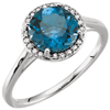 14kt White Gold 2.4 ct London Blue Topaz Halo Style Ring with Diamonds
