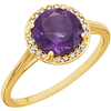 14kt Yellow Gold 1.75 ct Amethyst Halo Style Ring with Diamonds