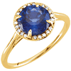 14k Yellow Gold 2.75ct Chatham Created Blue Sapphire Diamond Halo Ring