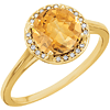 14kt Yellow Gold 1.75 ct Citrine Halo Style Ring with Diamonds