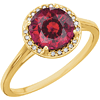14k Yellow Gold 2.75 ct Chatham Created Ruby Diamond Halo Ring
