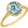 14kt Yellow Gold 2.4 ct Sky Blue Topaz Halo Style Ring with Diamonds