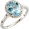 14kt White Gold 2 1/2 ct Oval Aquamarine Halo Ring with Diamonds