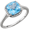 14k White Gold 2.8ct Antique Square Swiss Blue Topaz Diamond Ring
