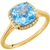 14k Yellow Gold 2.8ct Antique Square Swiss Blue Topaz Diamond Ring
