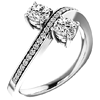 14kt White Gold .62 ct Two-Stone Diamond Bypass Ring