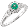 14kt White Gold 1/4 ct Emerald & 1/10 ct tw Diamond Fancy Halo Ring