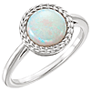 14kt White Gold 1 ct Round Opal Leaf Design Ring 