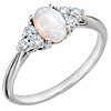 14k White Gold Oval Australian Opal Ring with Diamond Accents