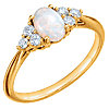 14k Yellow Gold Oval Australian Opal Ring with Diamond Accents