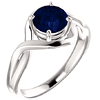 14kt White Gold 1.5 ct Chatham Created Blue Sapphire Infinity Ring
