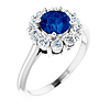 14k White Gold 1.1 ct Blue Sapphire and Diamond Halo Engagement Ring