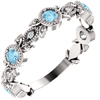 14k White Gold Aquamarine and Diamond Leaf Ring